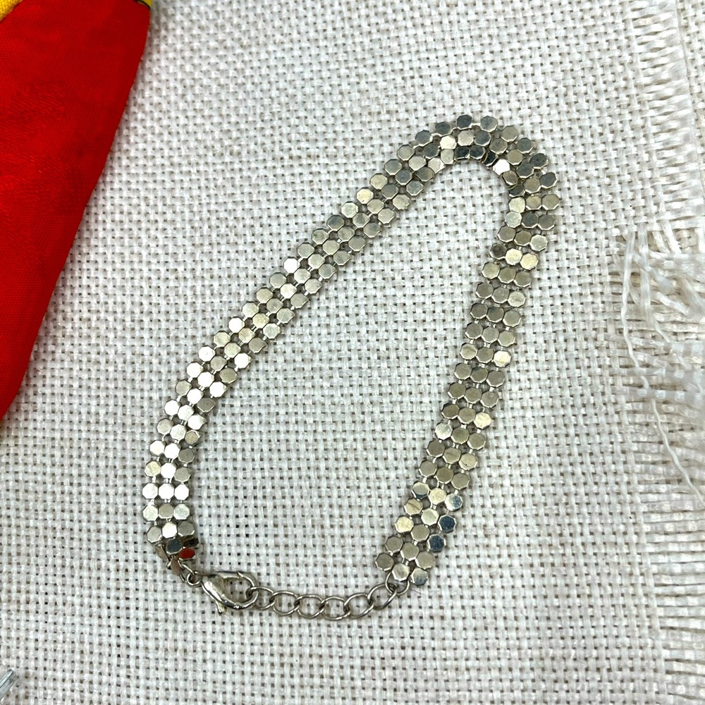 Vintage Silver-Tone Adjustable Mesh Bracelet